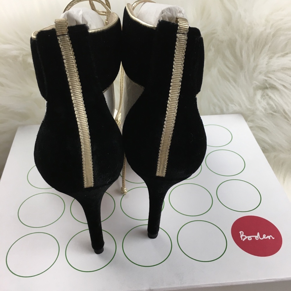 BODEN SABRINA Ankle Straps Black Velvet Heels 40 - Picture 5 of 7